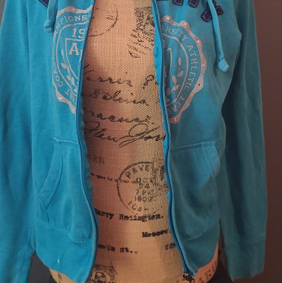 Moschino Blue Hoodie with front zipper and a Hoodie. Size Sm/med can fit a med 2 - Picture 4 of 13